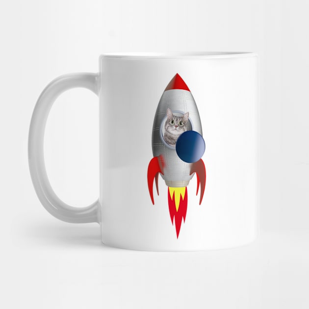 Funny Rocket Kitty (Grey Kitty) by leBoosh-Designs